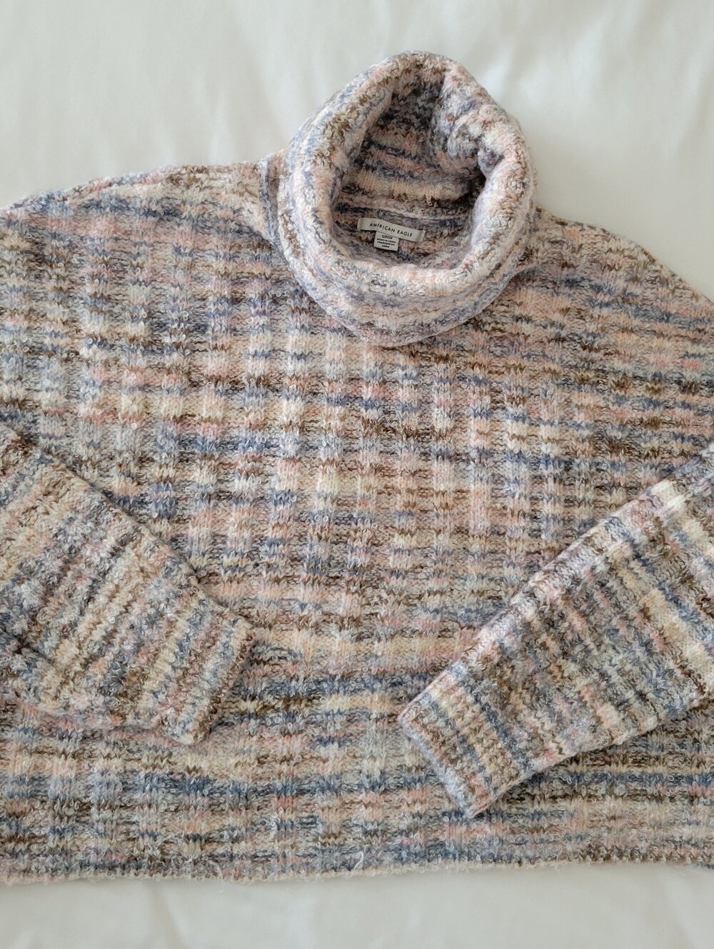 American Eagle Cozy Plush Multicolor Turtleneck Sweater